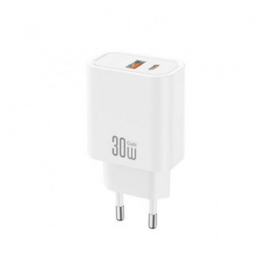 Cargador USB XO CE40 30W con Puertos USB-A y USB-C para Carga R&aacute;pida