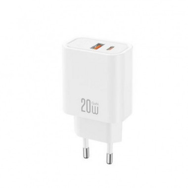 Cargador USB 20W con 1x USB-A y 1x USB-C XO CE40