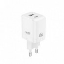 Cargador Rápido de Pared XO CE36 USB + USB-C 45W Blanco
