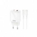 Cargador Rápido USB + USB-C 20W XO L158 con Cable Tipo C Blanco