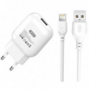 Pack Cargador de Corriente XO L37 2.1A + Cable Lightning Blanco