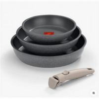 Set de 3 Sartenes MONIX Pietra con Mango Extraíble One Click (20/24/26CM)