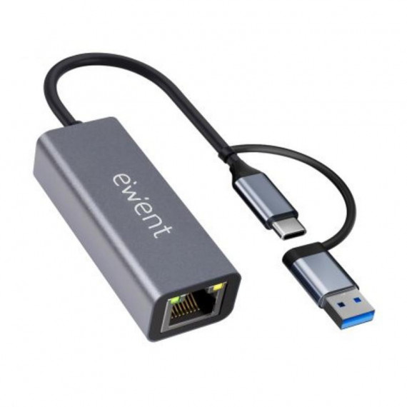 Adaptador Ewent USB-C y USB-A a RJ45 Ethernet Gigabit (EW9819)