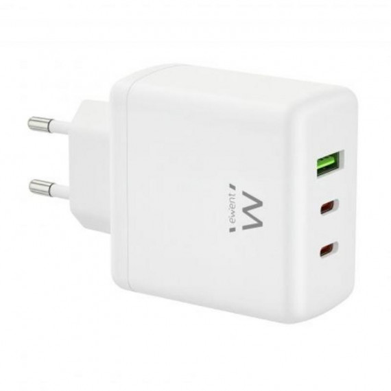 Cargador de Red EWENT GaN Rápido 65W con 2x USB-C PD y 1x USB-A QC 3.0 (EW1333)