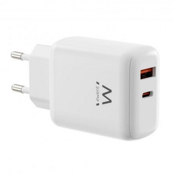 Cargador de Red EWENT Rápido GaN 45W con USB-C PD y USB-A QC (EW1329)