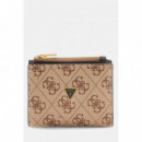 Milano Bifold Top Zip Beige Brown  GUESS