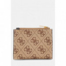 Milano Bifold Top Zip Beige Brown  GUESS