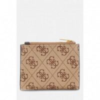 Milano Bifold Top Zip Beige Brown  GUESS