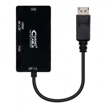 CABLE CONVERSOR DP A VGA+DVI+HDMI 3-1 15CM BLACK
