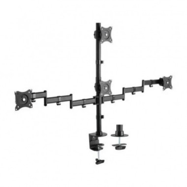 Soporte de Mesa AISENS DT27TSR-379 para 4 Monitores/TV 13-27" Giratorio/Inclinable (8 kg por brazo) Negro