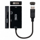 Cable Conversor Nanocable DisplayPort a VGA/DVI/HDMI 3 en 1 Negro 15cm