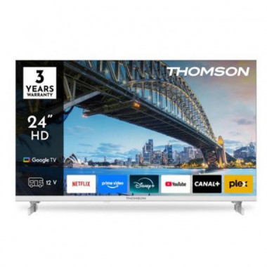 Televisor Smart TV LED HD Thomson 24HE5606W Blanco de 24" con Google TV y 12V