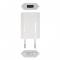 Cargador de Red USB NANOCABLE 5V-1A Blanco para Smartphone