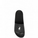 POLO RALPH LAUREN - POLO SLIDE-SANDALS-SLIDE - BLACK WHITE PP - 809852071011/BLACK WHITE PP