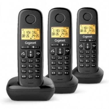 GIGASET TELEFONO INALAMBRICO BASIC 100 TRIO NEGRO
