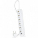Regleta Nanocable de 6 Tomas Schuko Blanca, Cable de 1.4 m (10.37.0006-NS)