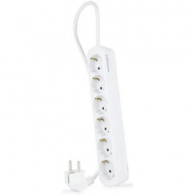 Regleta Nanocable de 6 Tomas Schuko Blanca, Cable de 1.4 m (10.37.0006-NS)