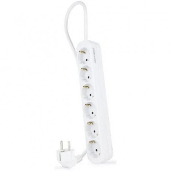 Regleta Nanocable de 6 Tomas Schuko Blanca, Cable de 1.4 m (10.37.0006-NS)