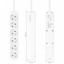 Regleta Nanocable de 6 Tomas Schuko Blanca, Cable de 1.4 m (10.37.0006-NS)