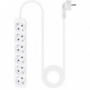 Regleta Nanocable de 6 Tomas Schuko Blanca, Cable de 1.4 m (10.37.0006-NS)