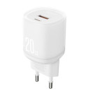 Cargador Rápido XO L144 USB-A / USB-C 20W Blanco para Móviles y Tablets