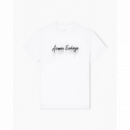 Camiseta Armani Exchange logotipo strass blanca