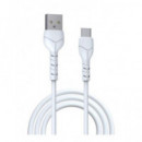 DEVIA Cable KINTONE USB-C a USB 2.1A, 1mtr Blanco