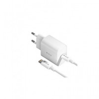 DEVIA Cargador Red Tipo C + Cable Datos Lightning Blanco 20W,3-9-12V.