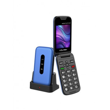 VOLFEN Telefono Movil NEXO Flip MAX Azul Dual Sim,Camara,Radio Fm, Linterna, Base Cargadora
