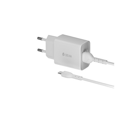 DEVIA Cargador 3.1Amp 2xUSB + Cable Lightning Blanco LITE 2