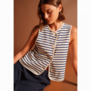 Camisetas Mujer Chaleco SAINT JAMES Gouville Ecru / Marine