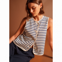 Camisetas Mujer Chaleco SAINT JAMES Gouville Ecru / Marine