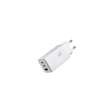 JOYROOM Cargador Red 2x Tipo C Y Usb-A 65W + Cable Datos Tipo C M/M 1.2Mtrs JR-TG10 Blanco