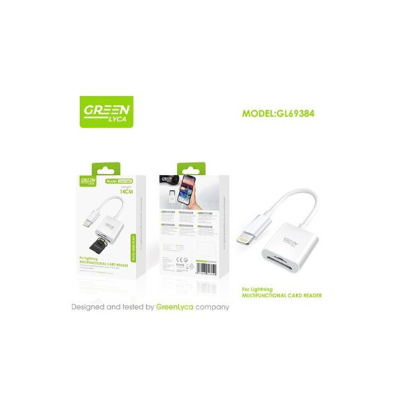 GREEN LYCA Lector Tarjeta Micro SD/SD con Conector Lightning GL69384