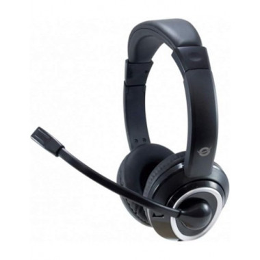 CONCEPTRONIC Auricular de Casco Con Microfono POLONA Con Cable Para PC ,Jack 3.5mm Negro POLONA02B