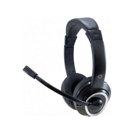 CONCEPTRONIC Auricular de Casco Con Microfono POLONA Con Cable Para PC ,Jack 3.5mm Negro POLONA02B