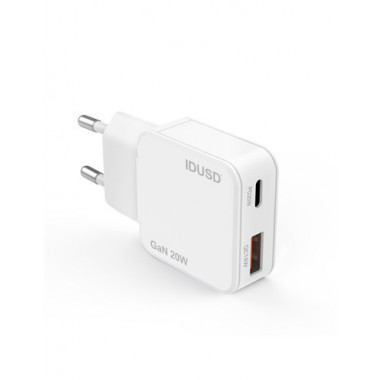 IDUSD Cargador Red Usb-A Y Tipo C GaN 20W D310B Blanco