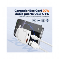 IDUSD Cargador Red Usb-A Y Tipo C GaN 20W D310B Blanco