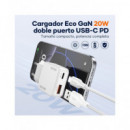 IDUSD Cargador Red Usb Y Tipo C 20W + Cable Datos Tipo C A Lightning Blanco D315B