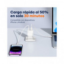 IDUSD Cargador Red Usb Y Tipo C 20W + Cable Datos Tipo C A Lightning Blanco D315B
