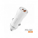 IDUSD Cargador Coche Con 1xUsb/1xTipo C 38W F50B Blanco