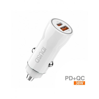 IDUSD Cargador Coche Con 1xUsb/1xTipo C 38W F50B Blanco