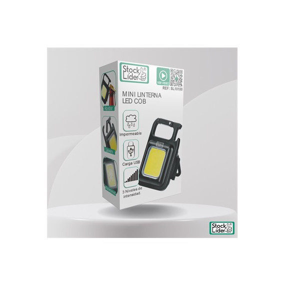 STOCK LIDER Linterna Led Recargable Con Mosqueton SL10100