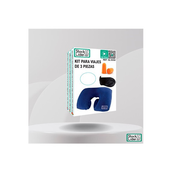 STOCK LIDER Kit Para Viajes 3 En 1 Con Almohada Hinchable/Antifaz y Tapones SL10191