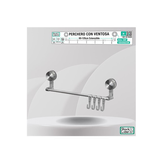 STOCK LIDER Perchero Con Ventosa 10x4x62Cms SL10439