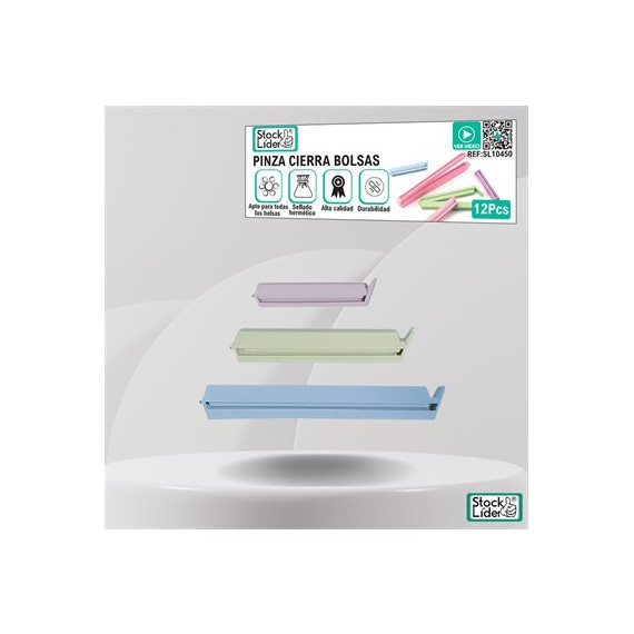 STOCK LIDER Pinza Cierra Bolsas 12 Piezas SL10450
