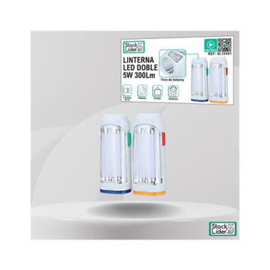 STOCK LIDER Linterna Doble Foco LEd 5W 300Lm SL10452
