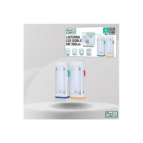 STOCK LIDER Linterna Doble Foco LEd 5W 300Lm SL10452