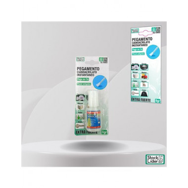 STOCK LIDER Pegamento Cianocrilato Instanteneo 8Grs SL10602