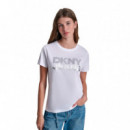 Camiseta Stacked Rhinestone  DKNY